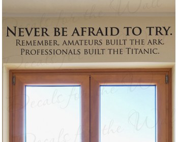 Never Be Afraid to Try Professionals Built Titanic Funny Office Inspirational Wall Decal