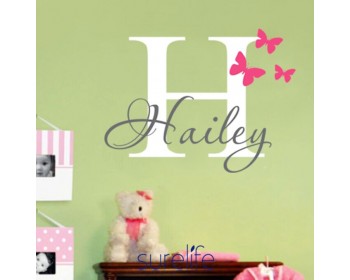Personalised Name Monogram Sticker with Butterflies