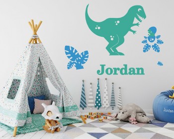T-Rex Dinosaur Wall Decal with Personalized Name