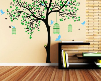 Large Tree Decal with Birds Cage Large Tree Decal with Birds Cage