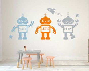 Three Robots Wall Decal Three Robots Wall Decal
