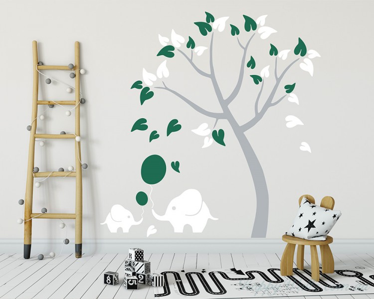 Nursery Tree Decal With Elephants