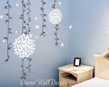 Beautiful Vines with Butterflies Flowers  Wall Decals Beautiful Vines with Butterflies Flowers  Wall Decals