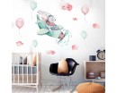 Watercolor Bunny Pilot Removable Stickers for Nursery