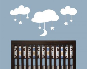 Moon and Stars on the Clouds Nursery  Sticker