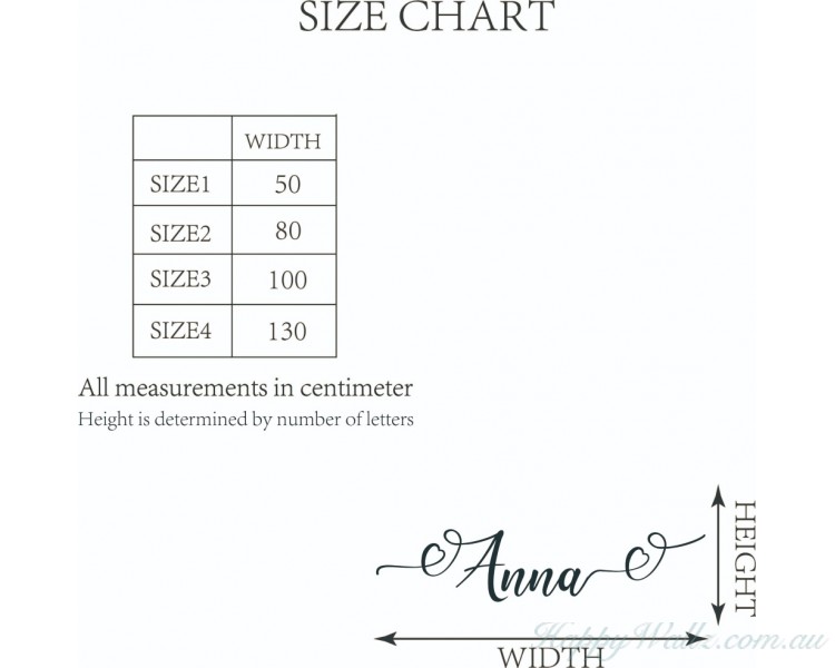 Heart name decal - Girls personalised wall decal