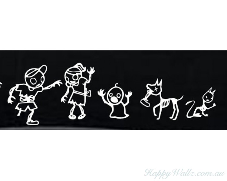 Zombie Family Stick Figures Car Decals