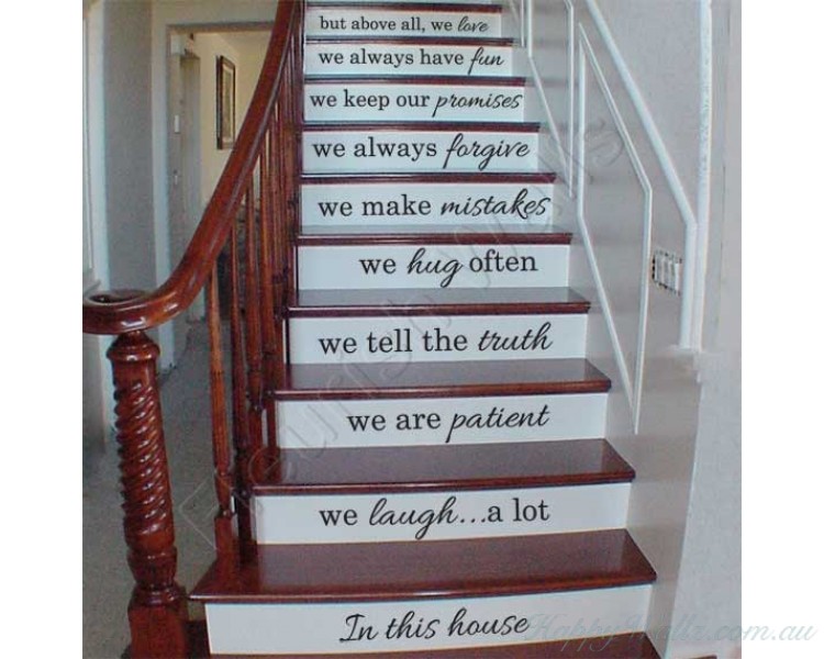 Staircase Riser Quotes Vinyl Stair Decals - In This House We Do Quote Decals for Staircase ...