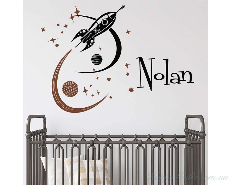 Rocket ship with custom name Wall Decal