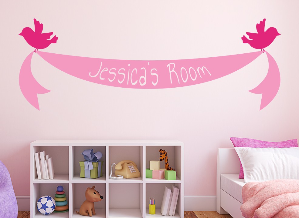 Bird Ribbon Banner With Custom Name